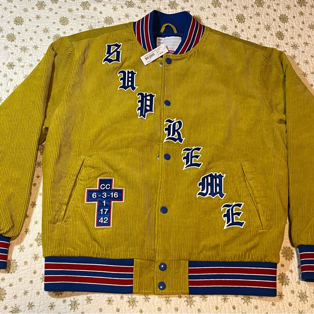 NWT Supreme Old English Corduroy Varsity Jacket size S